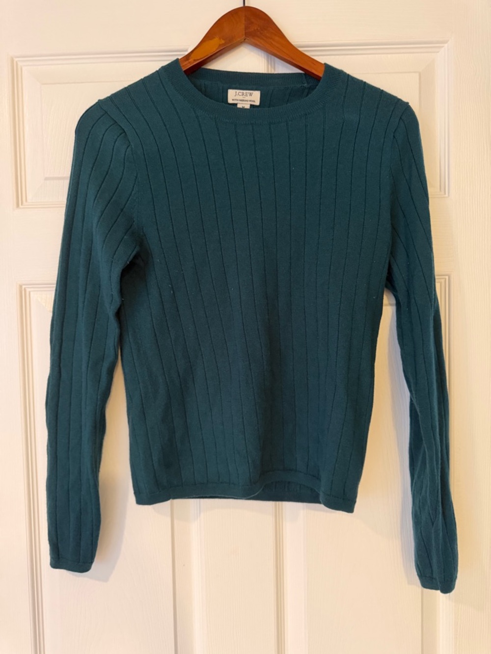 J. Crew Teal Ribbed Crewneck Sweater